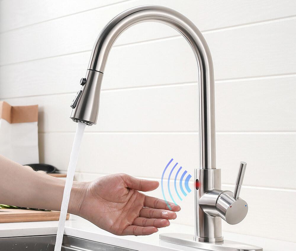 bestellen media opwinding Hygiënische keukenkraan corona proof sensor RVS OMNITAIR