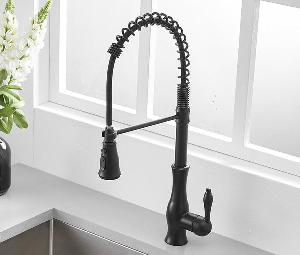 OMNITAIR keukenkraan Keukenkraan met uittrekbare sproeikop ZWART MAT Ova OMNITAIR