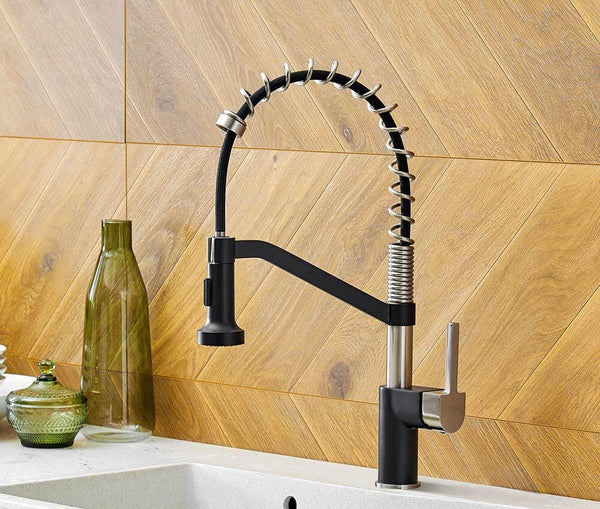 OMNITAIR Wastafelkraan Keukenkraan met uittrekbare sproeikop ZWART RVS Mesura OMNITAIR