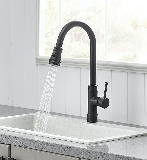 OMNITAIR keukenkraan Keukenkraan met uittrekbare sproeikop ZWART MAT Arena OMNITAIR