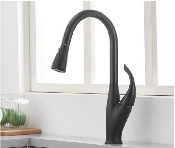 OMNITAIR keukenkraan Keukenkraan met uittrekbare sproeikop ZWART Divos OMNITAIR
