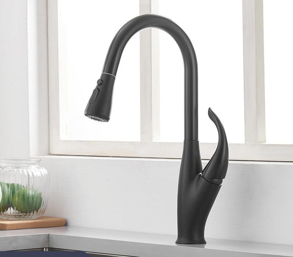 OMNITAIR keukenkraan Keukenkraan met uittrekbare sproeikop ZWART MAT Divas OMNITAIR