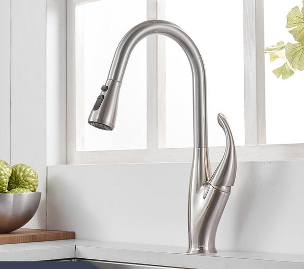 OMNITAIR Wastafelkraan Keukenkraan met uittrekbare sproeikop RVS Divas OMNITAIR