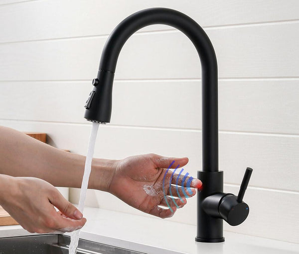 OMNITAIR keukenkraan Keukenkraan met uittrekbare sproeikop én sensor ZWART MAT Corona series OMNITAIR