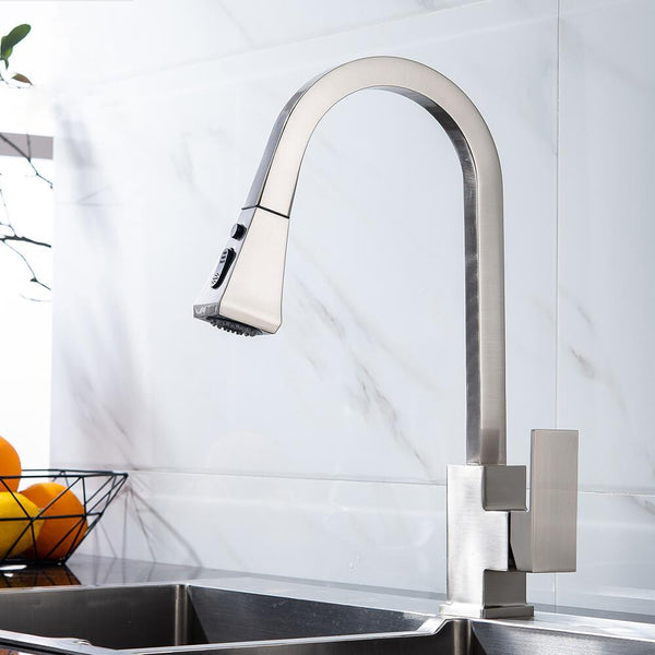OMNITAIR Wastafelkraan Keukenkraan met uittrekbare sproeikop RVS Blox OMNITAIR